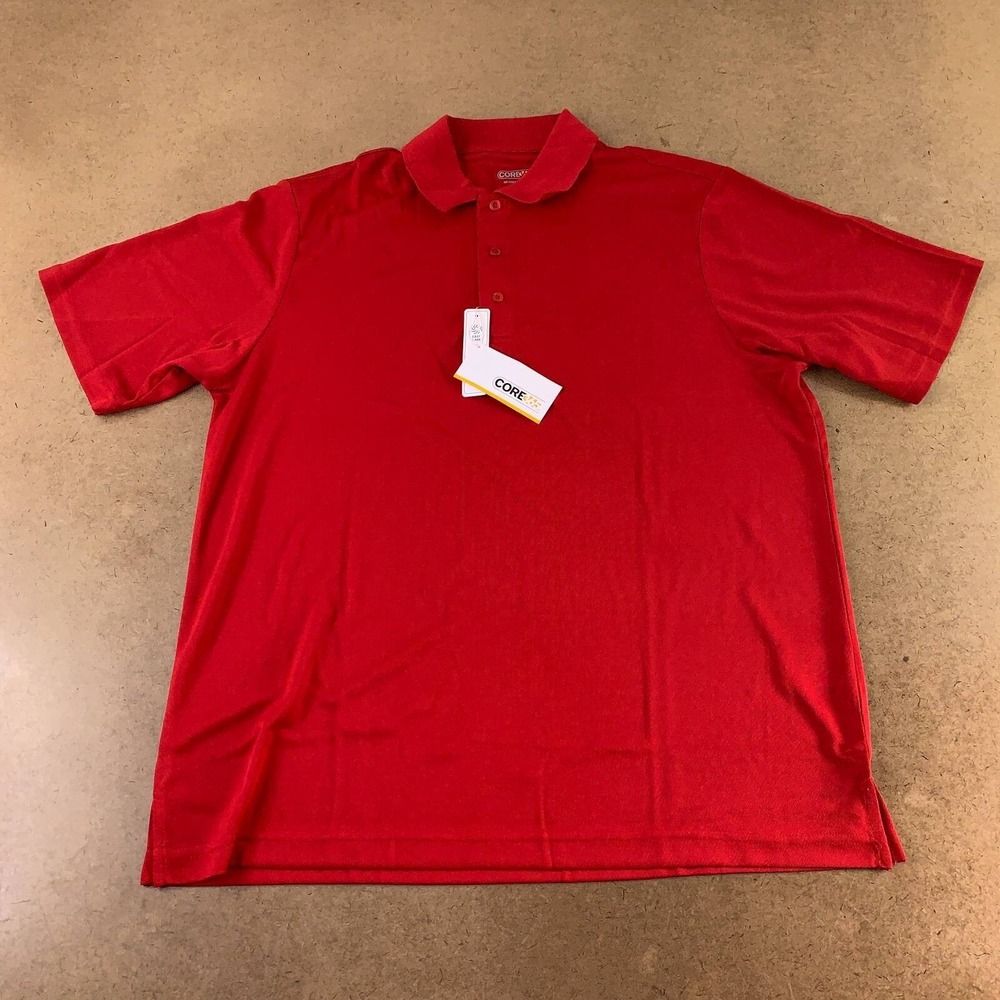 Core 365 Mens Size Large Red Short Sleeve Performance Golf  Polo Shirt NWT